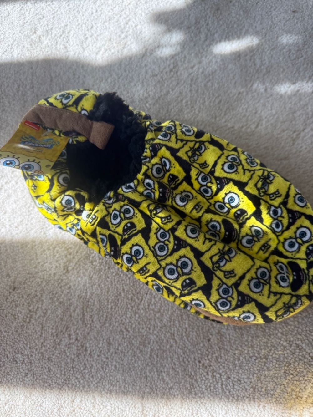 SpongeBob Squarepants Yellow & Black Plush Slip-On Slippers